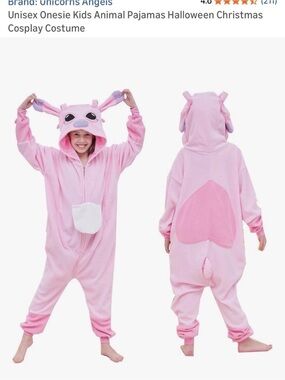 Pink Animal Onesie Costume with Hood and Ears Age 6-8